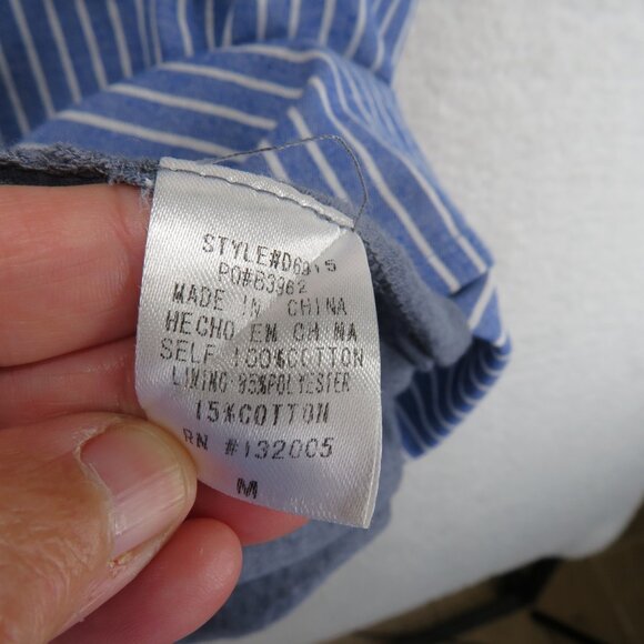 Entro Dress Womens Medium Blue White Striped Sleeveless Embroidered Boho Cotton - Picture 8 of 9